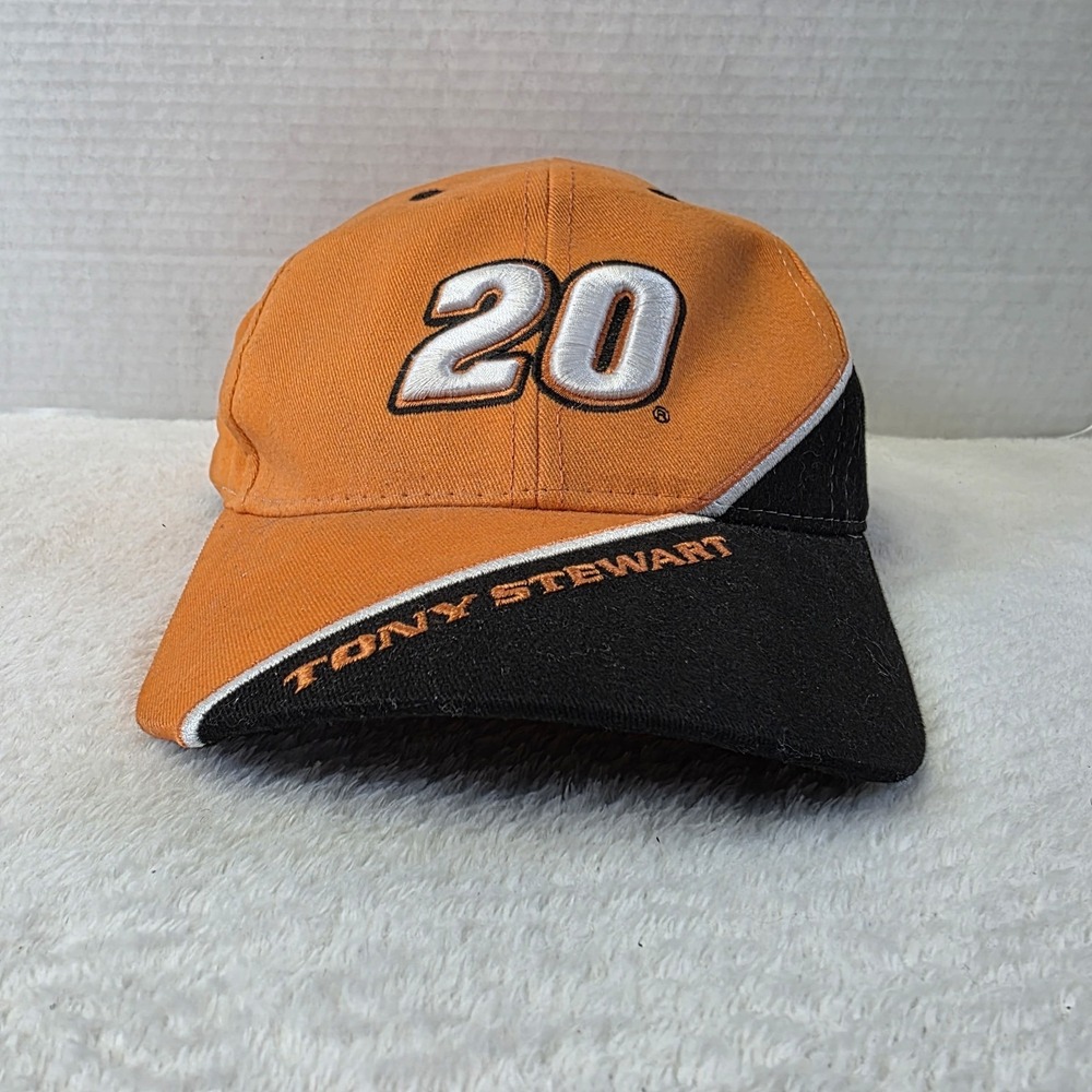 20 Tony Stewart Home Depot Racing Ball Cap Hat Orange Patch NASCAR‎ Strap Back